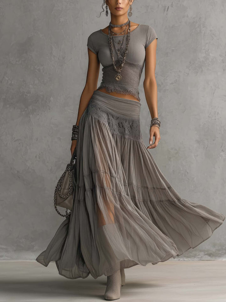 Paulina – grey lace slimming set