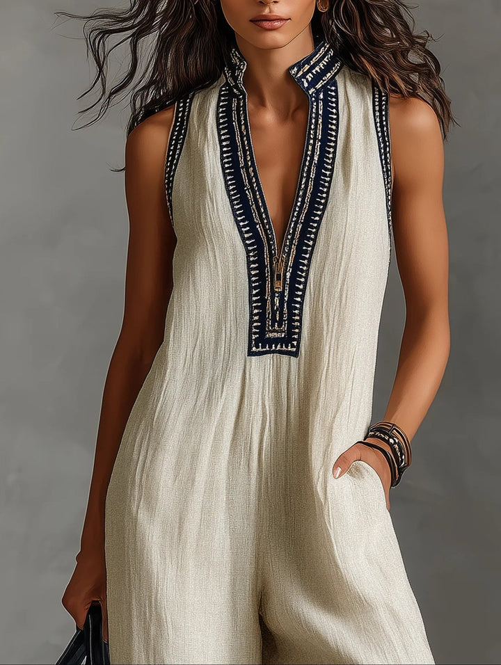 Fiamma  | Sleeveless jumpsuit with high collar