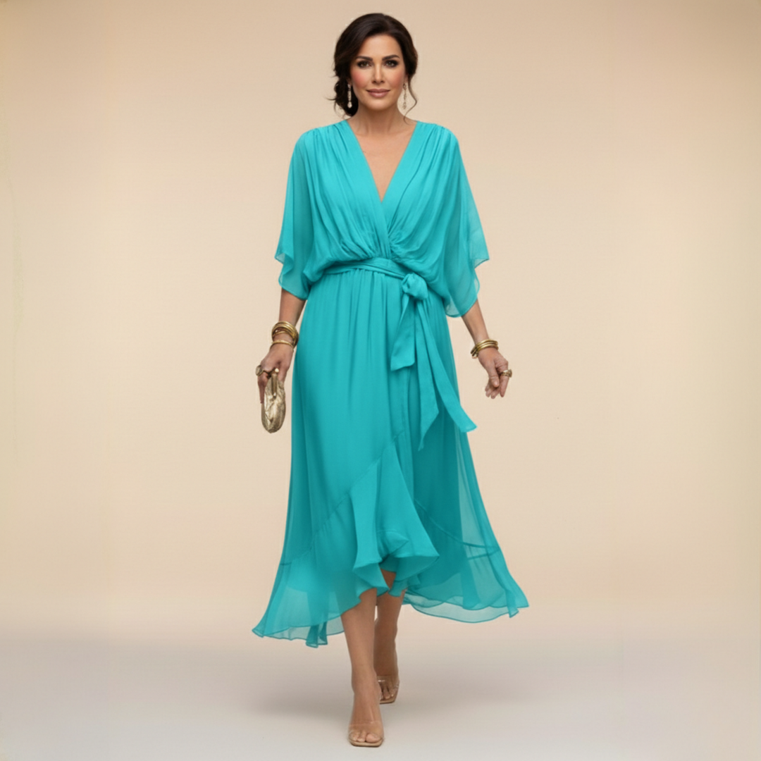 Monica – Chiffon Dress with V-Neck