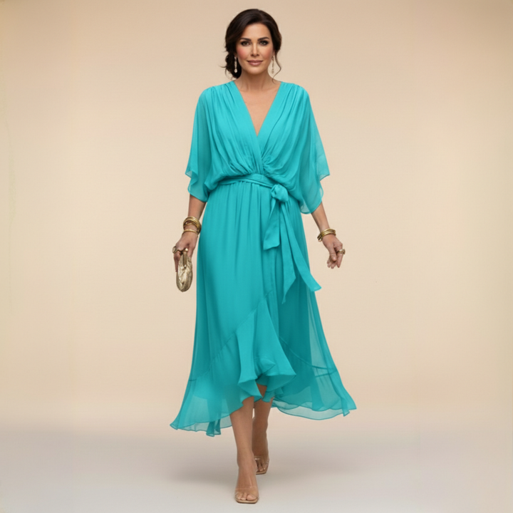 Monica – Chiffon Dress with V-Neck