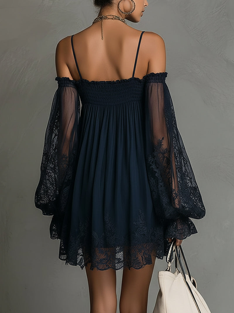 Noemi | Navy Blue Chiffon Mini Dress