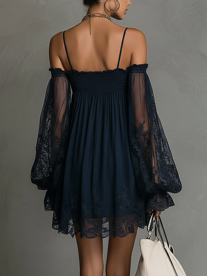 Noemi | Navy Blue Chiffon Mini Dress