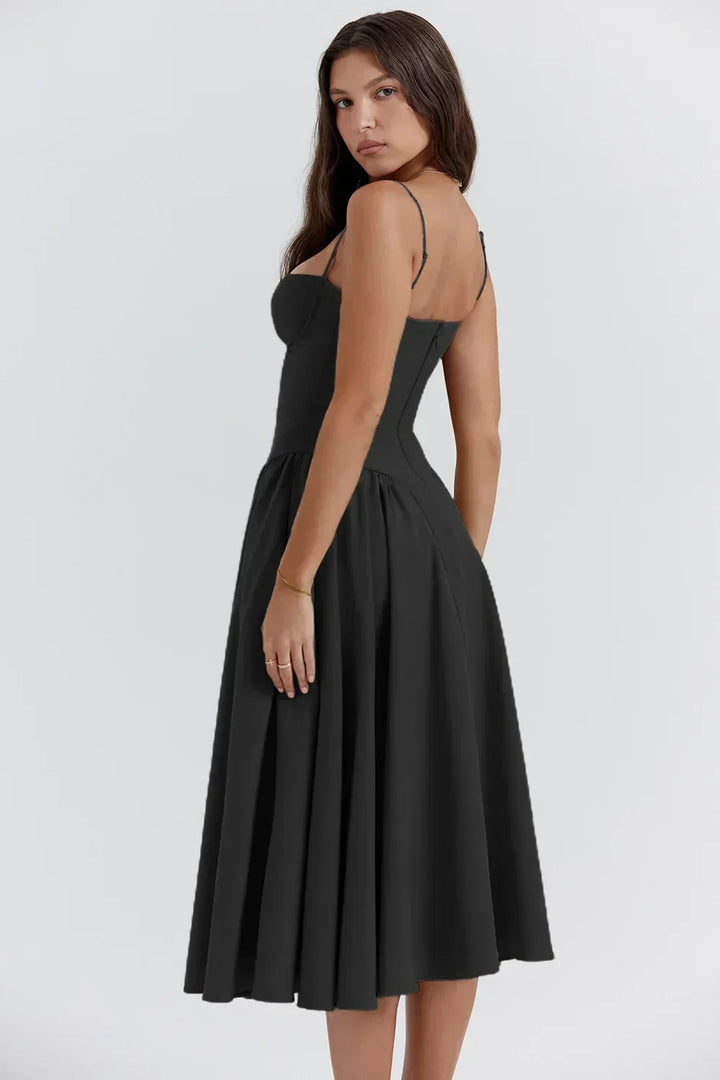 Nina - Sleeveless Corset Midi Dress