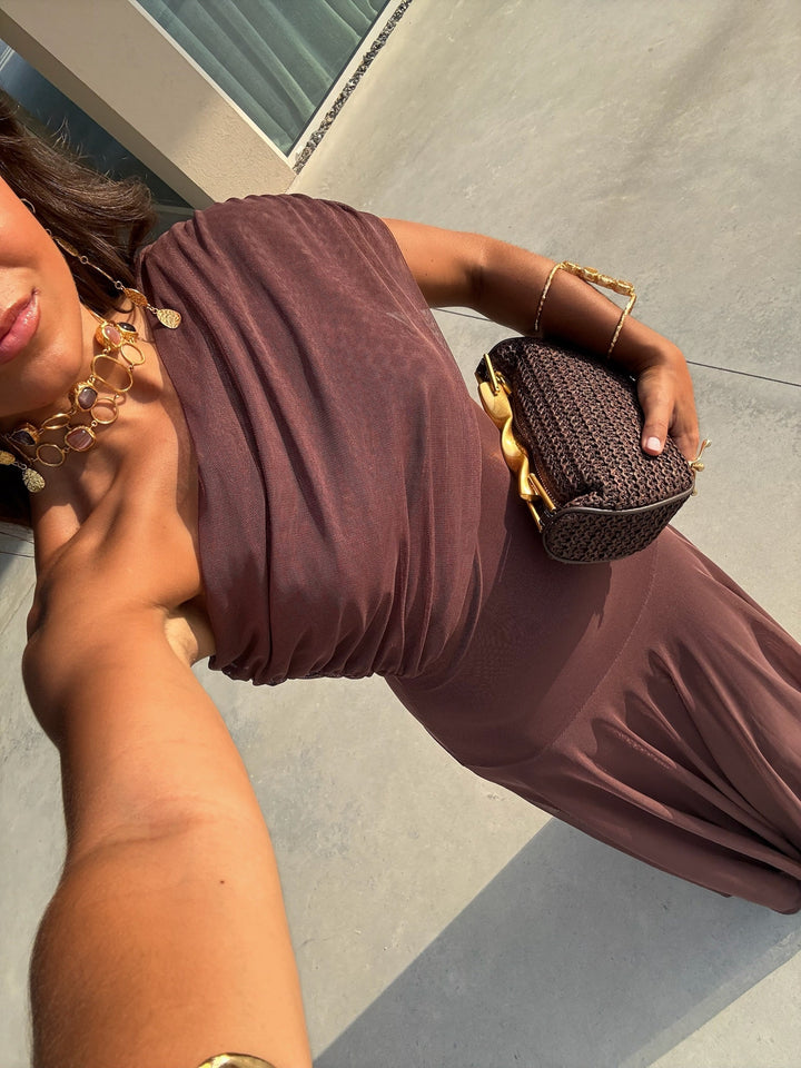 Callie - One Shoulder Mesh Maxi Dress