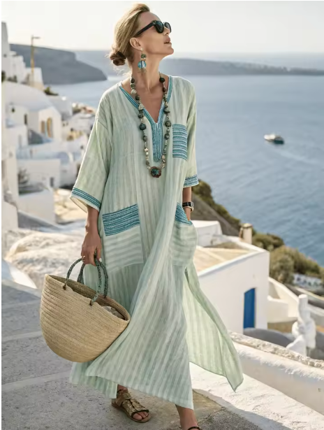 Ariella | Plus Size Striped Patchwork Maxi Dress