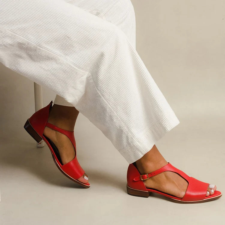 OPEN-TOE FLAT SANDAL WITH STRAP
