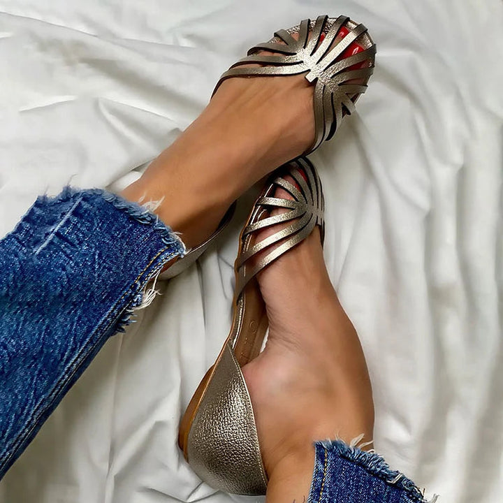 OPEN-TOE CUT-OUT BALLET FLATS