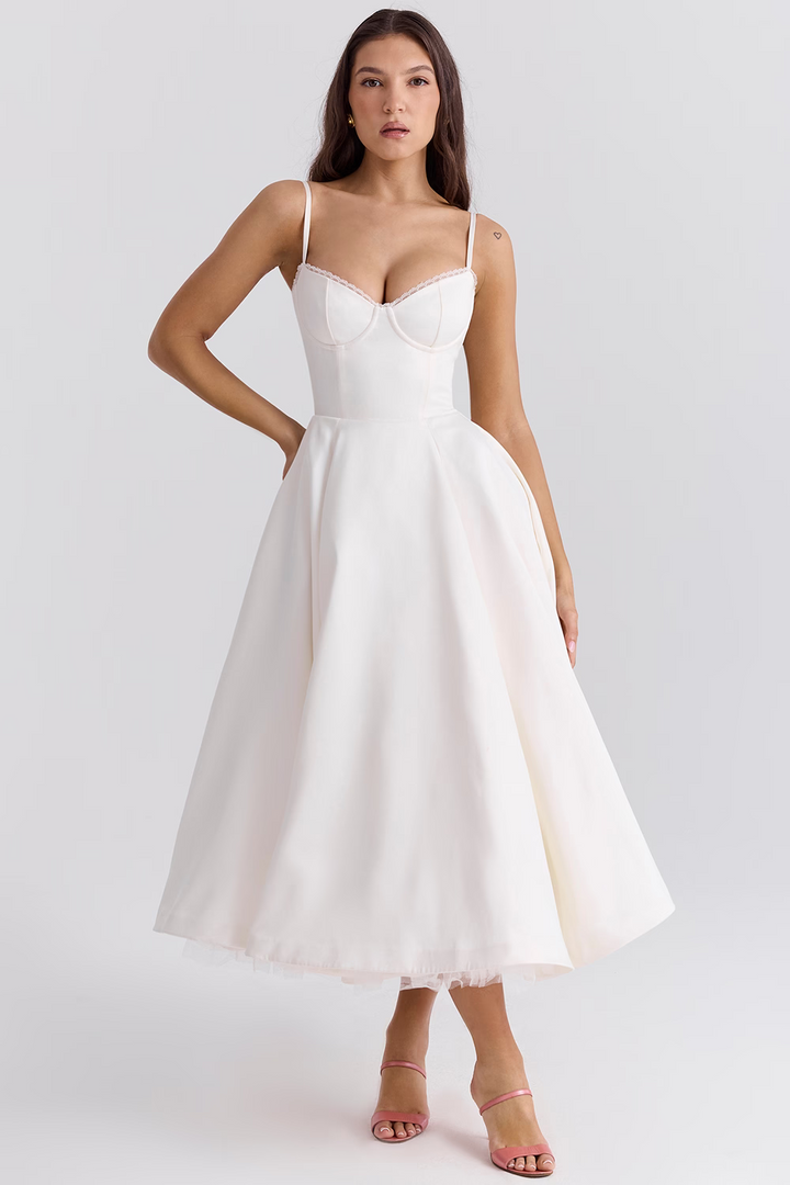 Luce - Satin Tulle Midi Dress