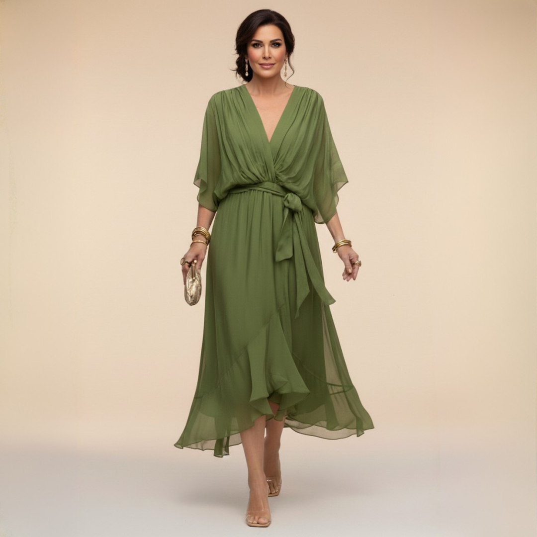 Monica – Chiffon Dress with V-Neck