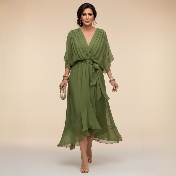 Monica – Chiffon Dress with V-Neck