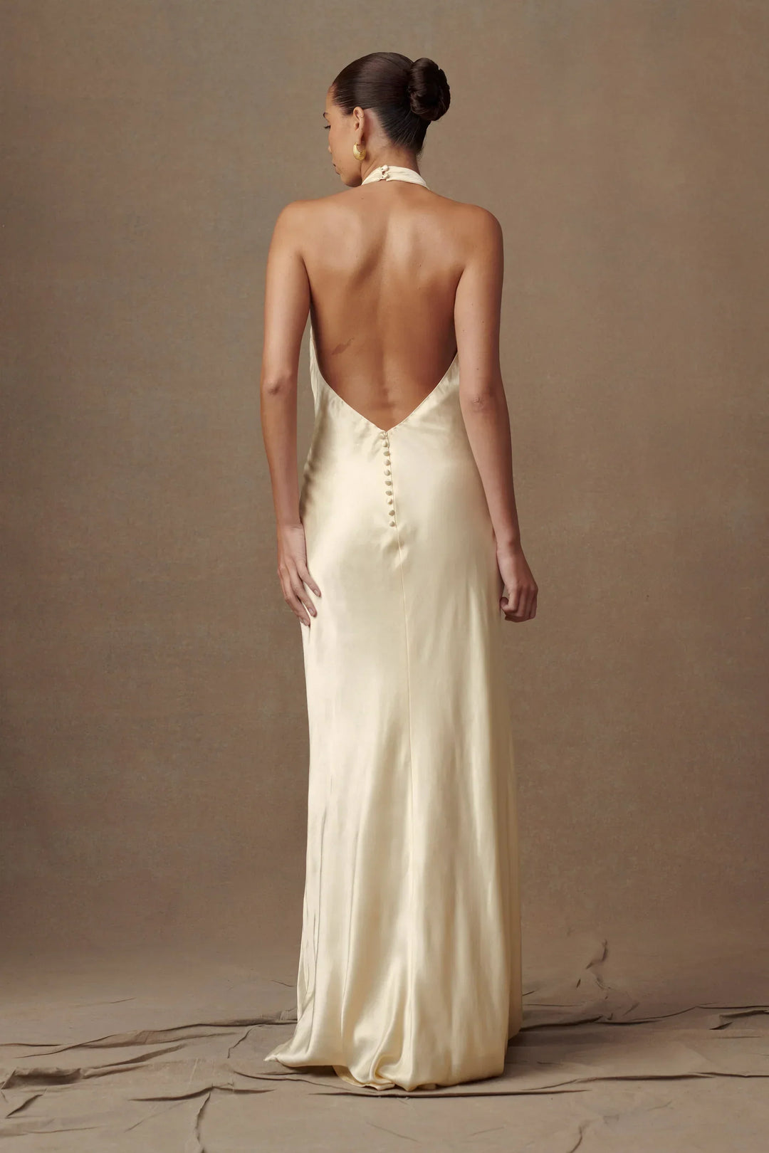 Aisha™ – Satin maxi dress with waterfall neckline