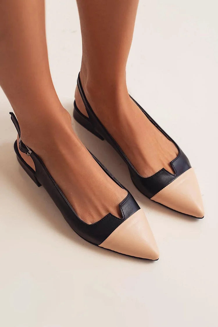 BELLARA - POINTED BALLET FLATS WITH BI-COLOR DETAIL