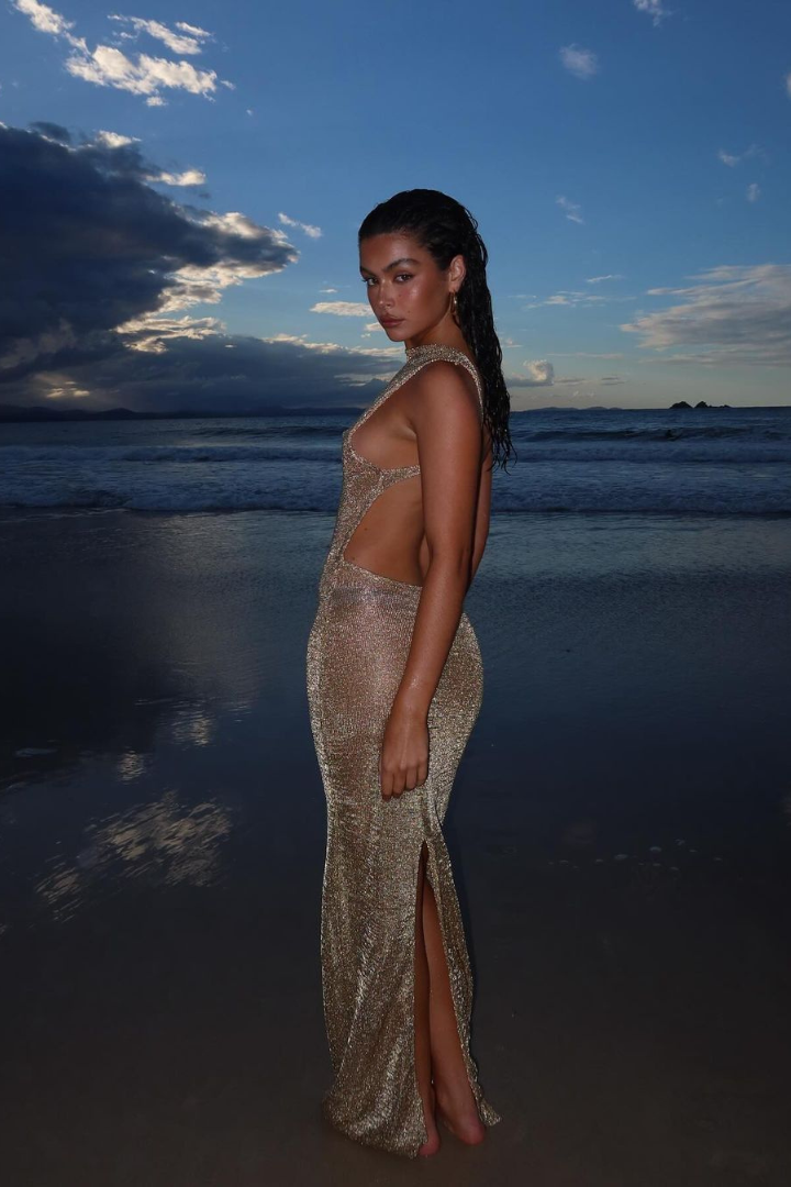 Corliss™ | Embellished Backless Maxi Dress with Slit