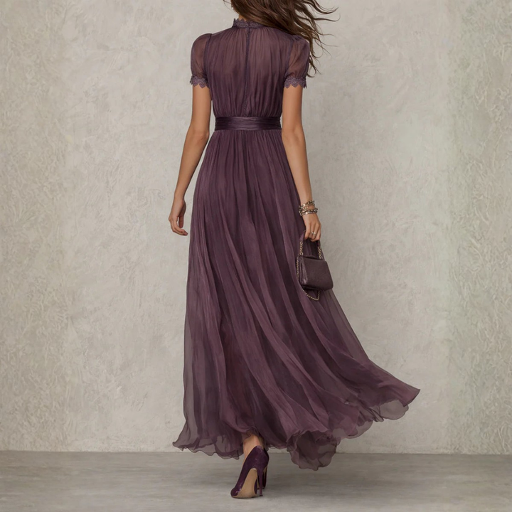 Vivienne | Lace Trim Chiffon Maxi Dress