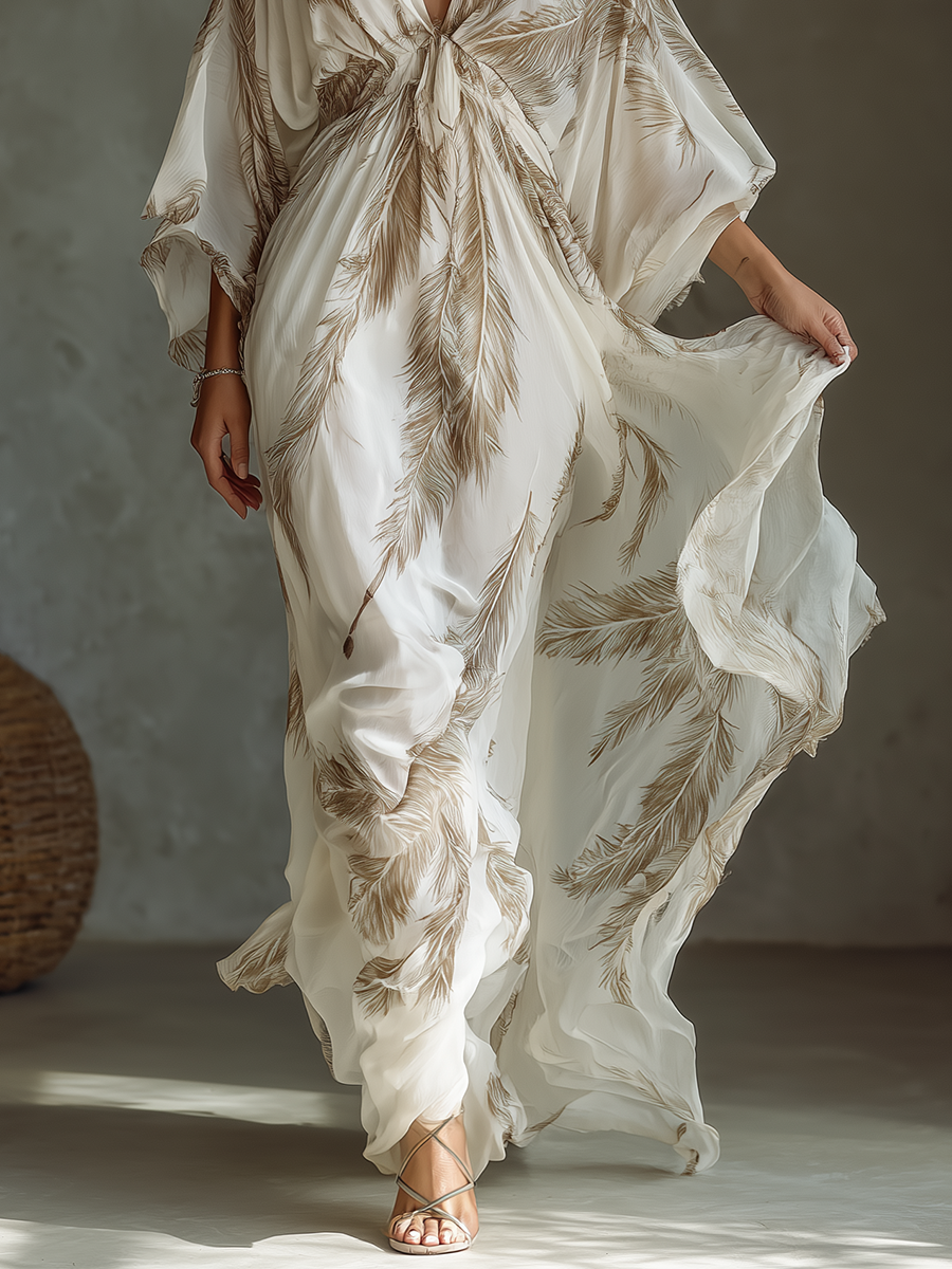 Morrisa - Ivory and Taupe Chiffon Maxi Dress