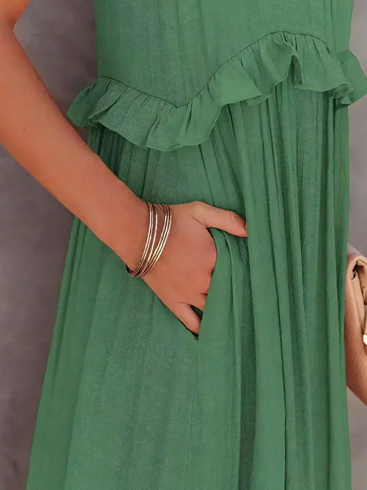 Ilona - Halterneck Dress With Ruffles and Maxi Pockets