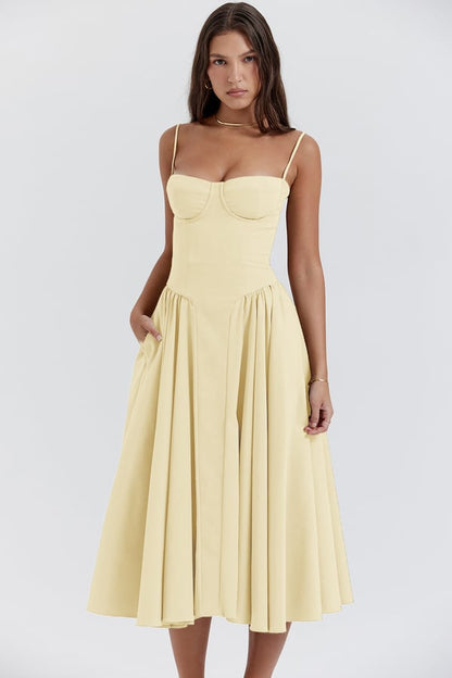 Nina - Sleeveless Corset Midi Dress