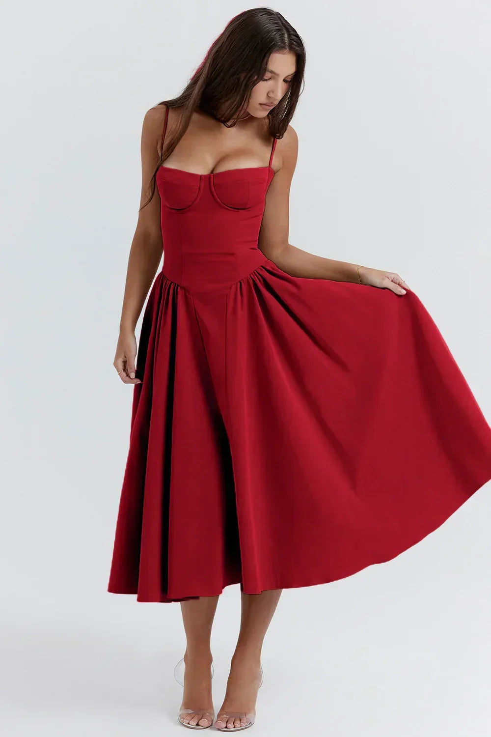 Nina - Sleeveless Corset Midi Dress