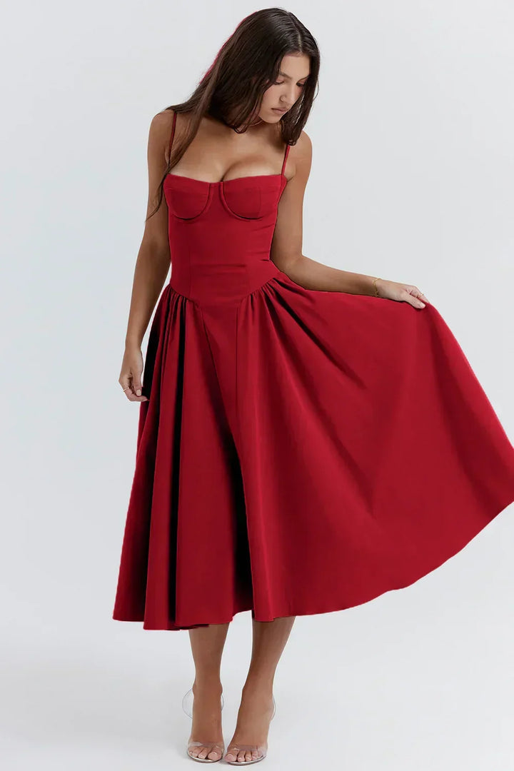 Nina - Sleeveless Corset Midi Dress