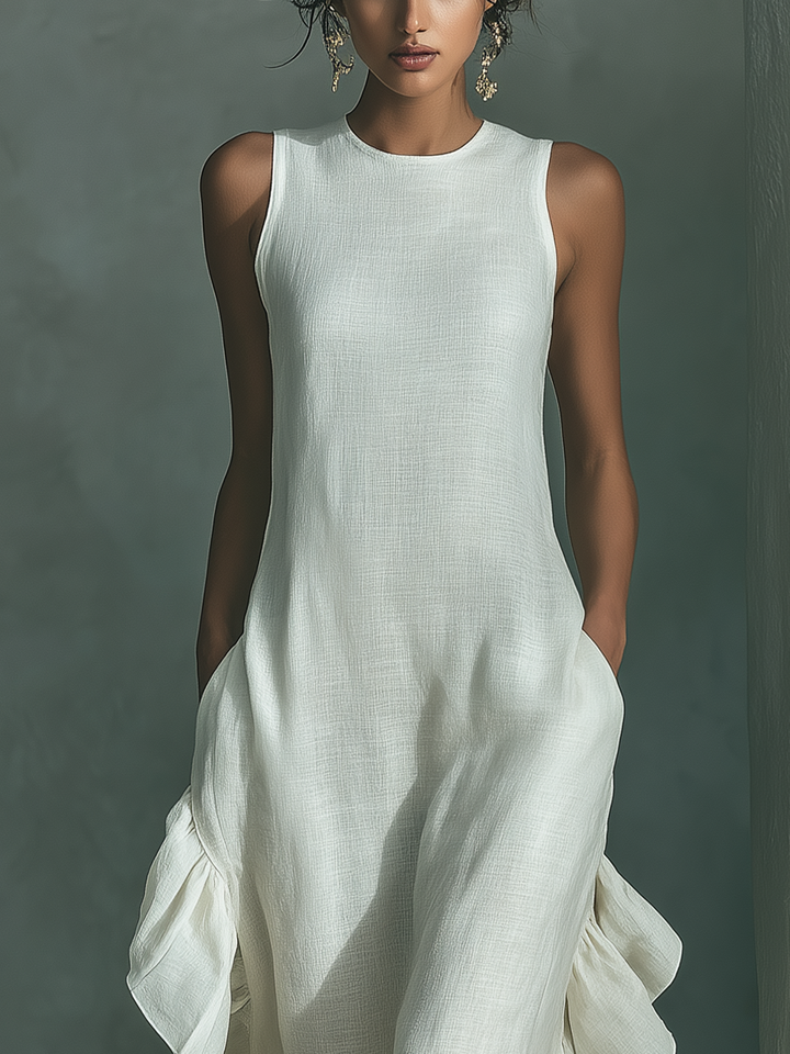 Sophie - Ivory Linen Sleeveless Maxi Dress