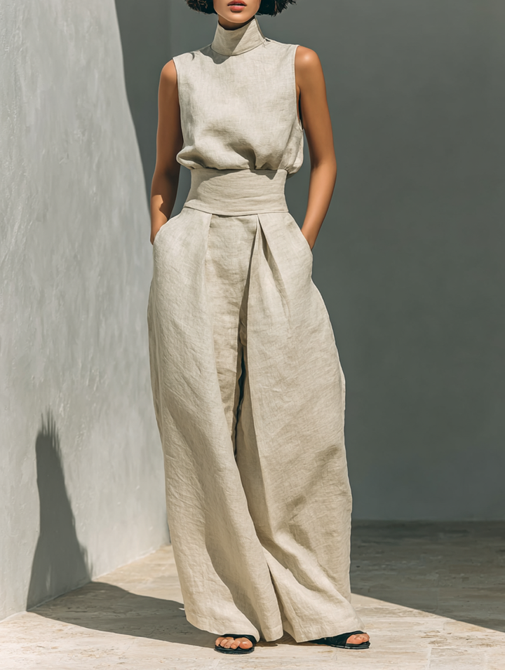 Ariel | Conjunto blusa de algodón y lino