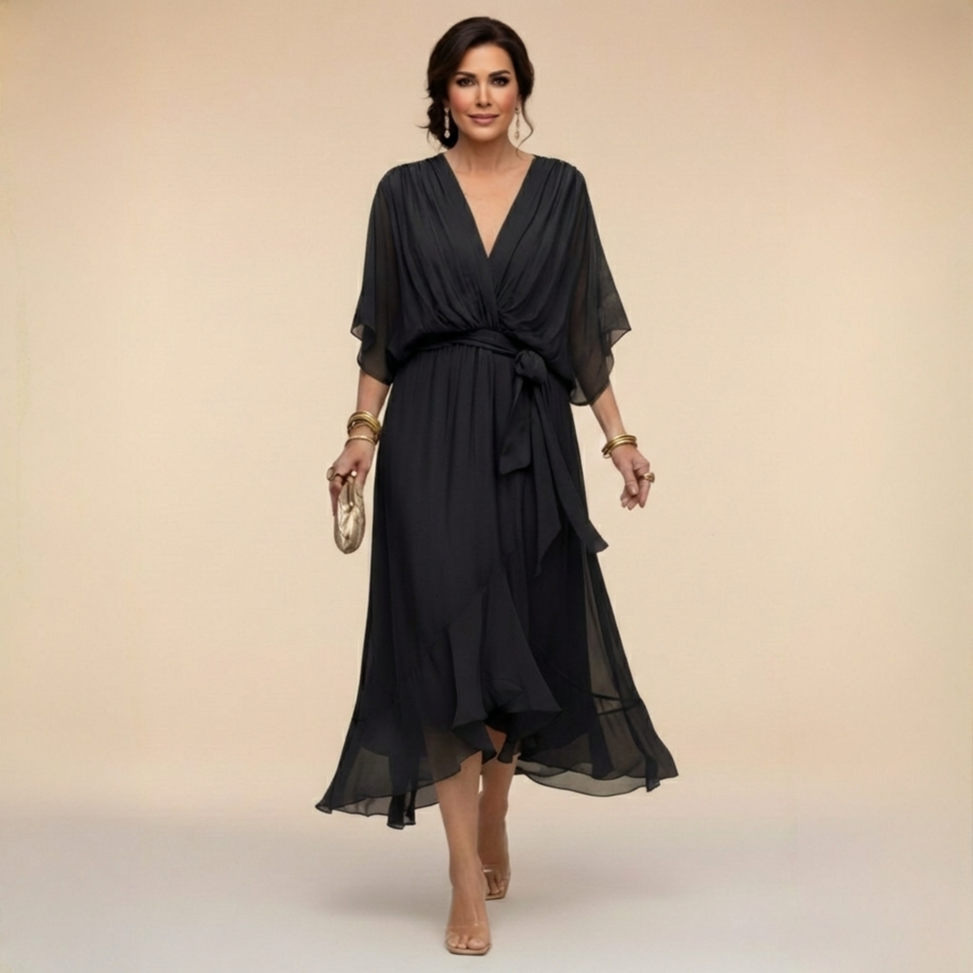 Monica – Chiffon Dress with V-Neck