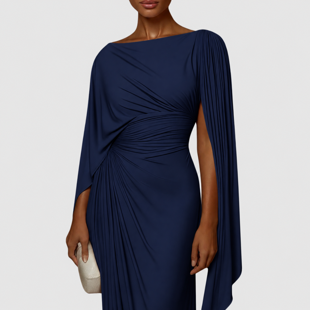 Lyssa – Pleated Drape Maxi Dress