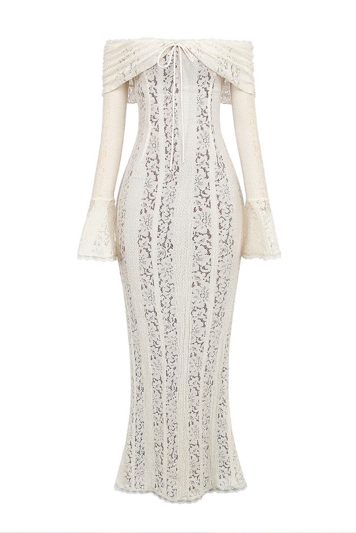 Viraya – Off-the-shoulder crochet lace maxi dress