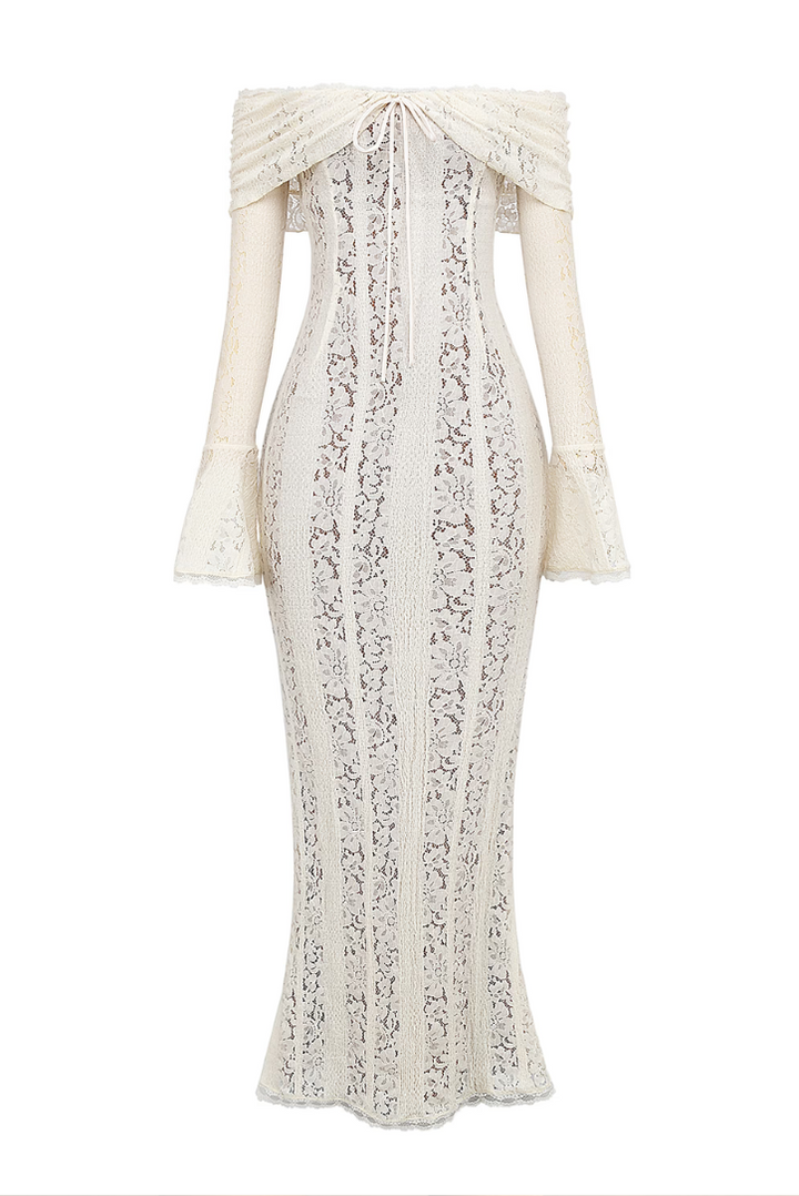 Viraya – Off-the-shoulder crochet lace maxi dress