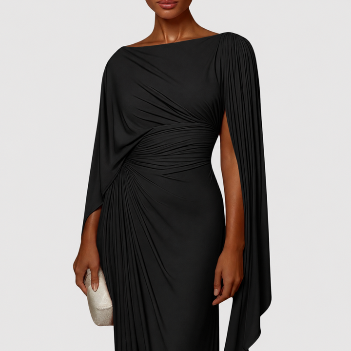 Lyssa – Pleated Drape Maxi Dress