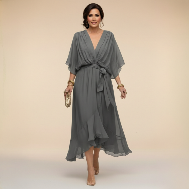 Monica – Chiffon Dress with V-Neck