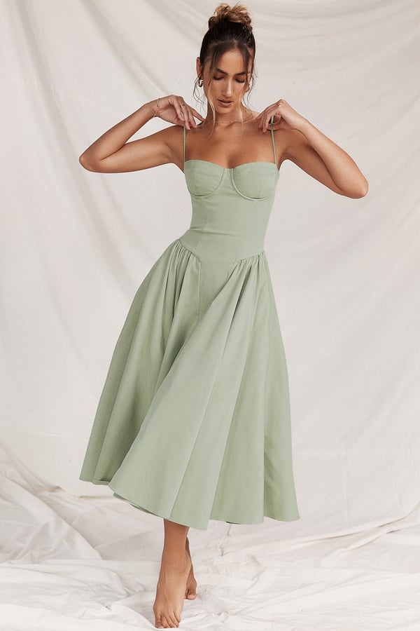 Nina - Sleeveless Corset Midi Dress