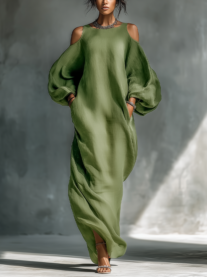 Georgina - Light Green Off-Shoulder Maxi Dress
