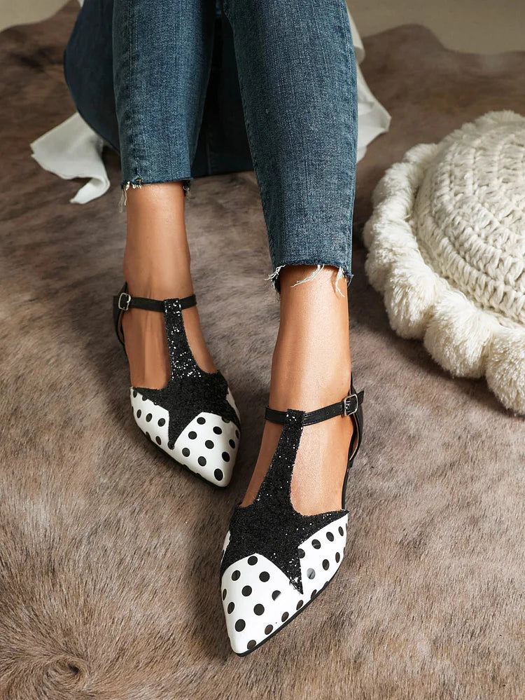 T-BAR BALLET FLATS WITH PATTERN
