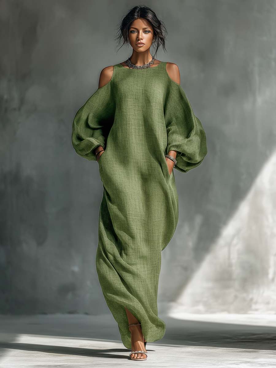 Georgina - Light Green Off-Shoulder Maxi Dress