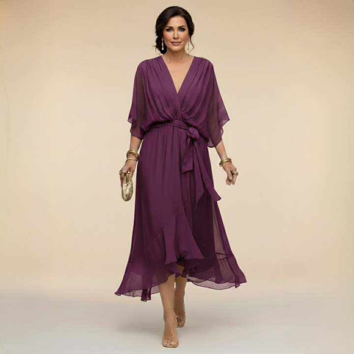 Monica – Chiffon Dress with V-Neck