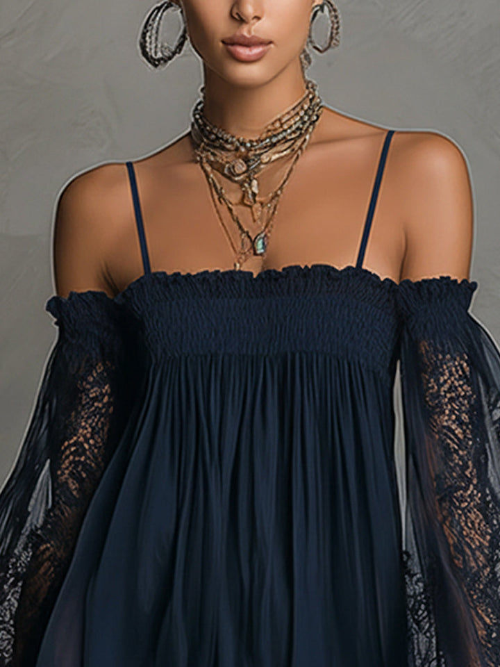 Noemi | Navy Blue Chiffon Mini Dress