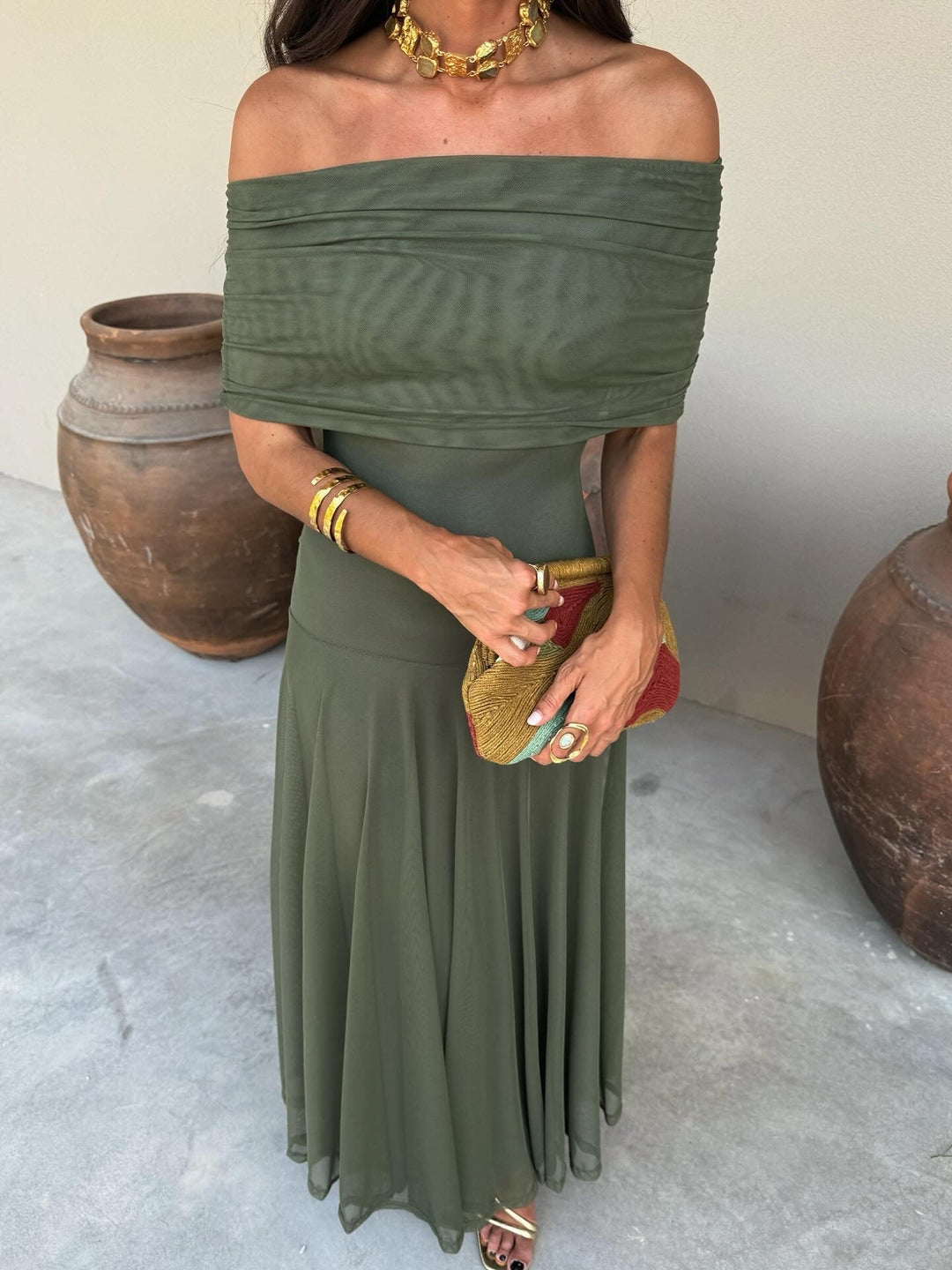 Callie - One Shoulder Mesh Maxi Dress