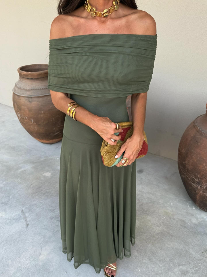 Callie - One Shoulder Mesh Maxi Dress