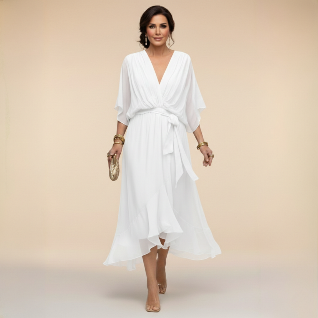 Monica – Chiffon Dress with V-Neck