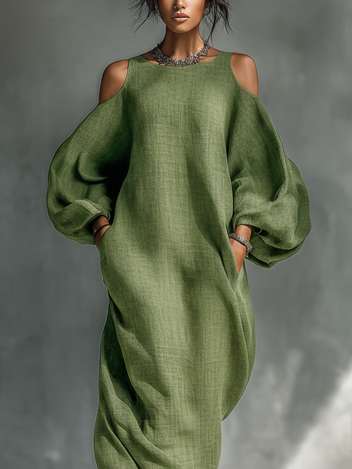 Georgina - Light Green Off-Shoulder Maxi Dress