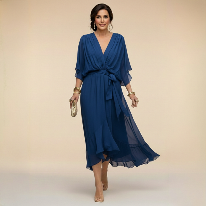 Monica – Chiffon Dress with V-Neck