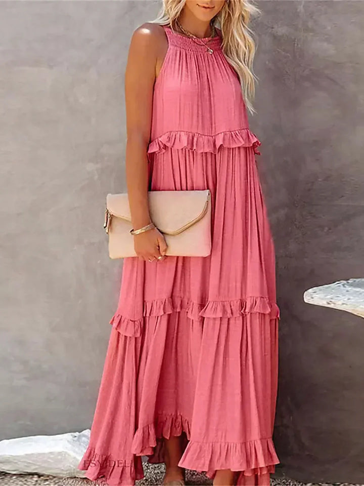 Ilona - Halterneck Dress With Ruffles and Maxi Pockets