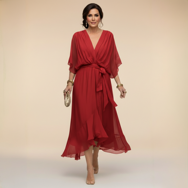Monica – Chiffon Dress with V-Neck