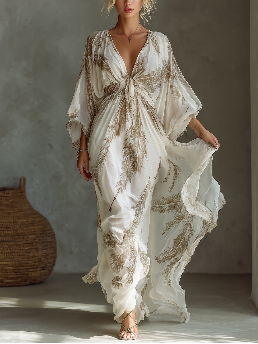 Morrisa - Ivory and Taupe Chiffon Maxi Dress