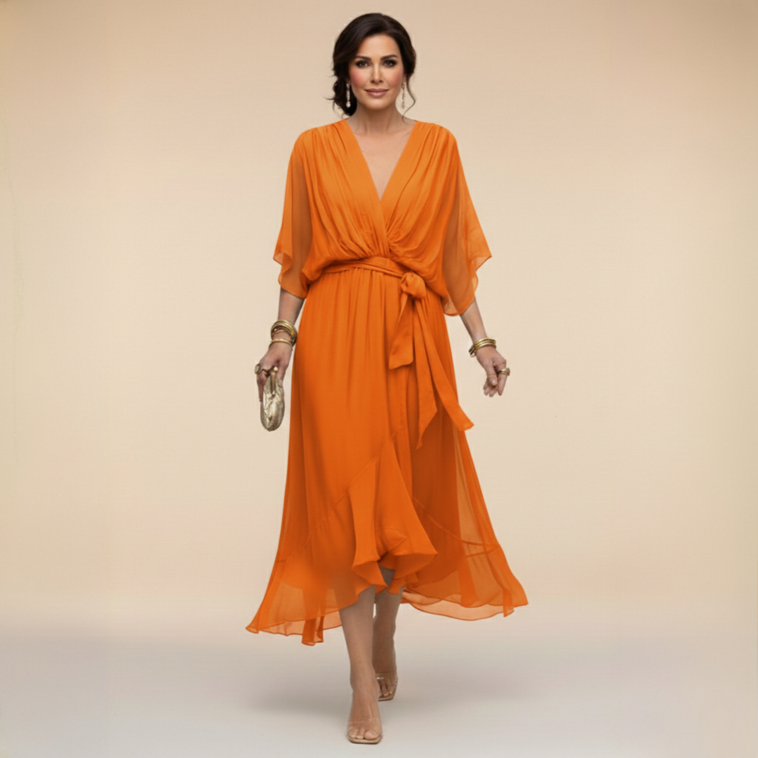 Monica – Chiffon Dress with V-Neck