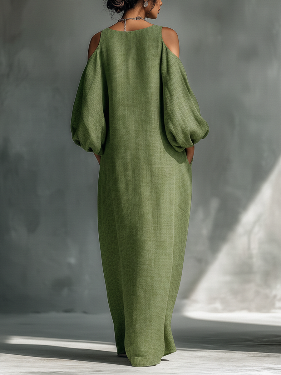 Georgina - Light Green Off-Shoulder Maxi Dress
