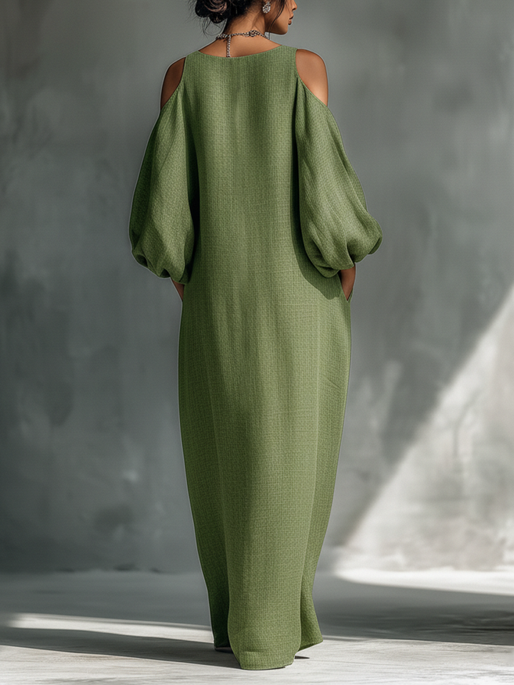Georgina - Light Green Off-Shoulder Maxi Dress