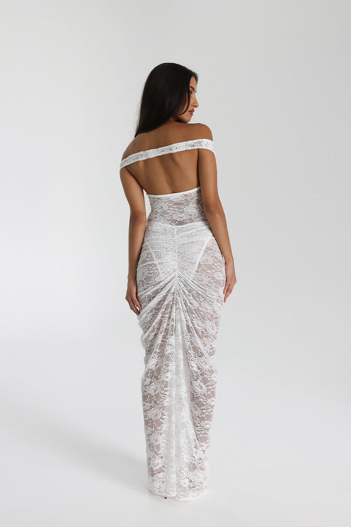 Selune ™ | Off-the-shoulder sheer lace maxi dress