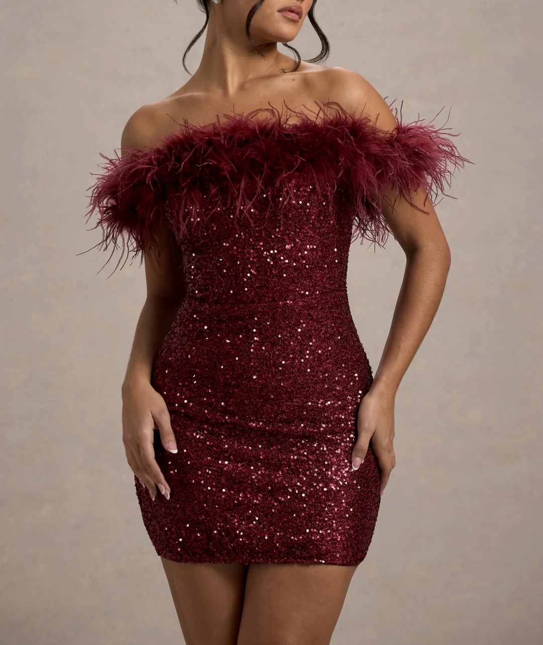 Velyndra™ | Off-the-shoulder mini dress with shimmering fur